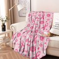 thumbnail image 2 of Pink Breast Cancer and Pioneer Flower Love Round Blanket,Comfortable Soft Flannel Throw Blanket,All Season,Warm Lightweight Blankets for Sofa Bed Couch Living Room Chair 47"x47", 2 of 5
