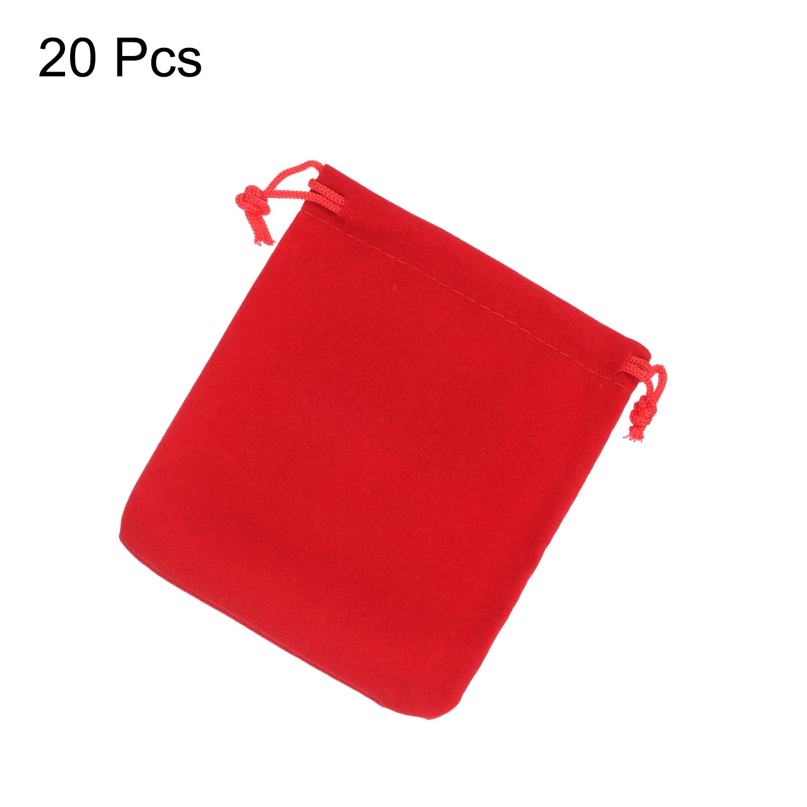 Unique Bargains Velvet Gift Bags Jewelry Drawstring Pouches for Wedding Favor 4"x4.7" Red