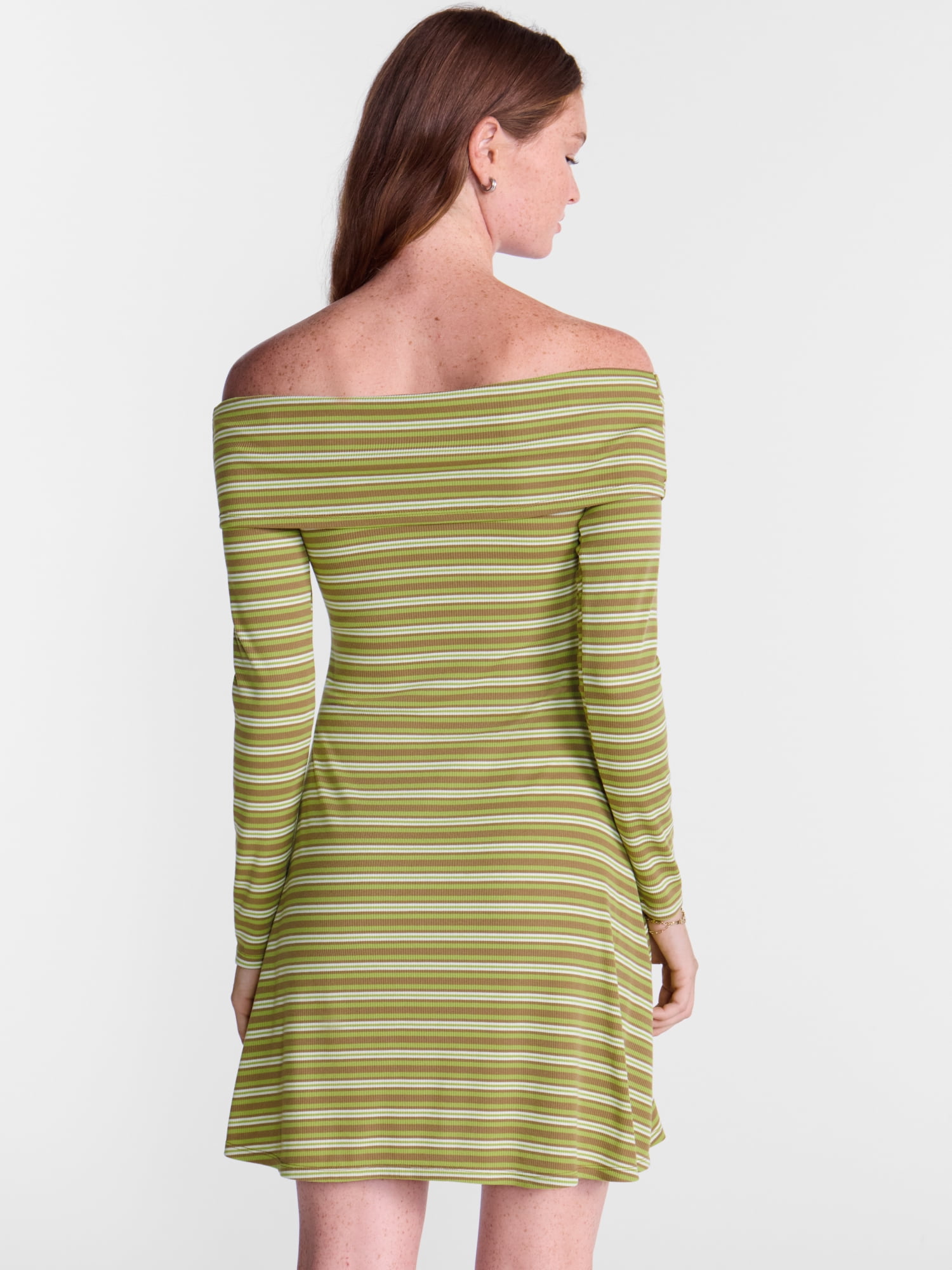 No Boundaries Off The Shoulder Dress with Long Sleeves, Women's and Women’s Plus XXS-4X