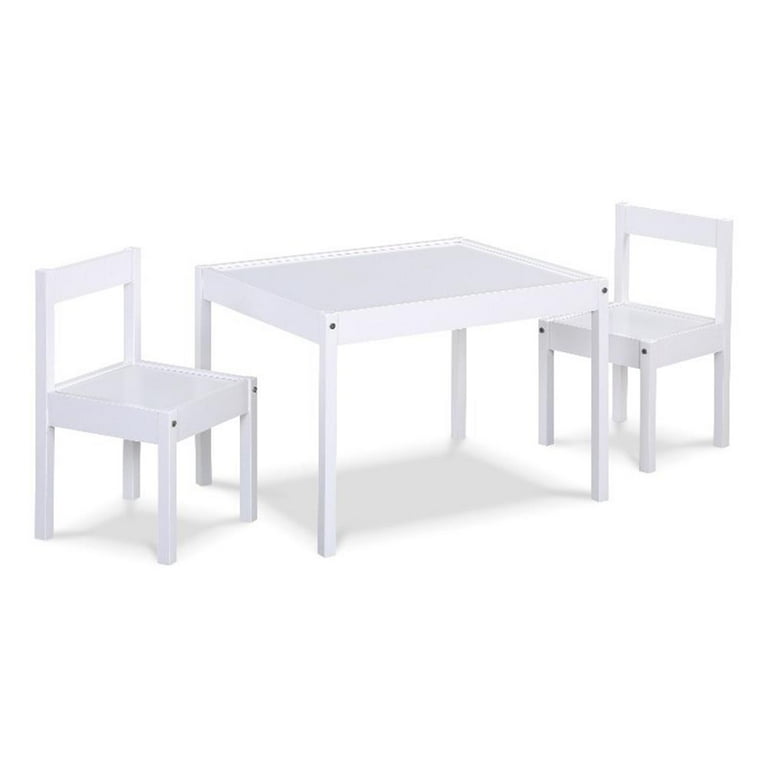 Olive & Opie Della 3-Piece Kids Table & Chair Set, White