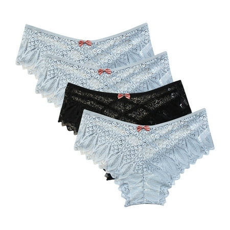 uublik Value 4-Pack  Period Thong Underwear for Women Comfortable Seamless Lightweight Soft Lace High Waist Panties