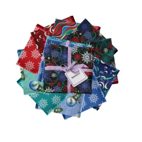 Benartex 10 Piece Fat Quarter Bundle Christmas Holiday Frolic 100% Cotton