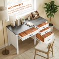 thumbnail image 3 of 54" Farmhouse Executive Computer Desk with 4 Drawers, White Wood Grain Office Desk with Adjustable File Rails for A4/Letter Folders, Spacious Writing Table for Home Study, 3 of 7