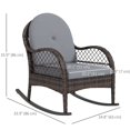 thumbnail image 2 of 2-Piece Grey Wicker Rocking Patio Chair Set with Cushions - Indoor Outdoor Rocking Chairs for Porch, Balcony & Poolside Relaxation - 33.9" H, 2 of 7