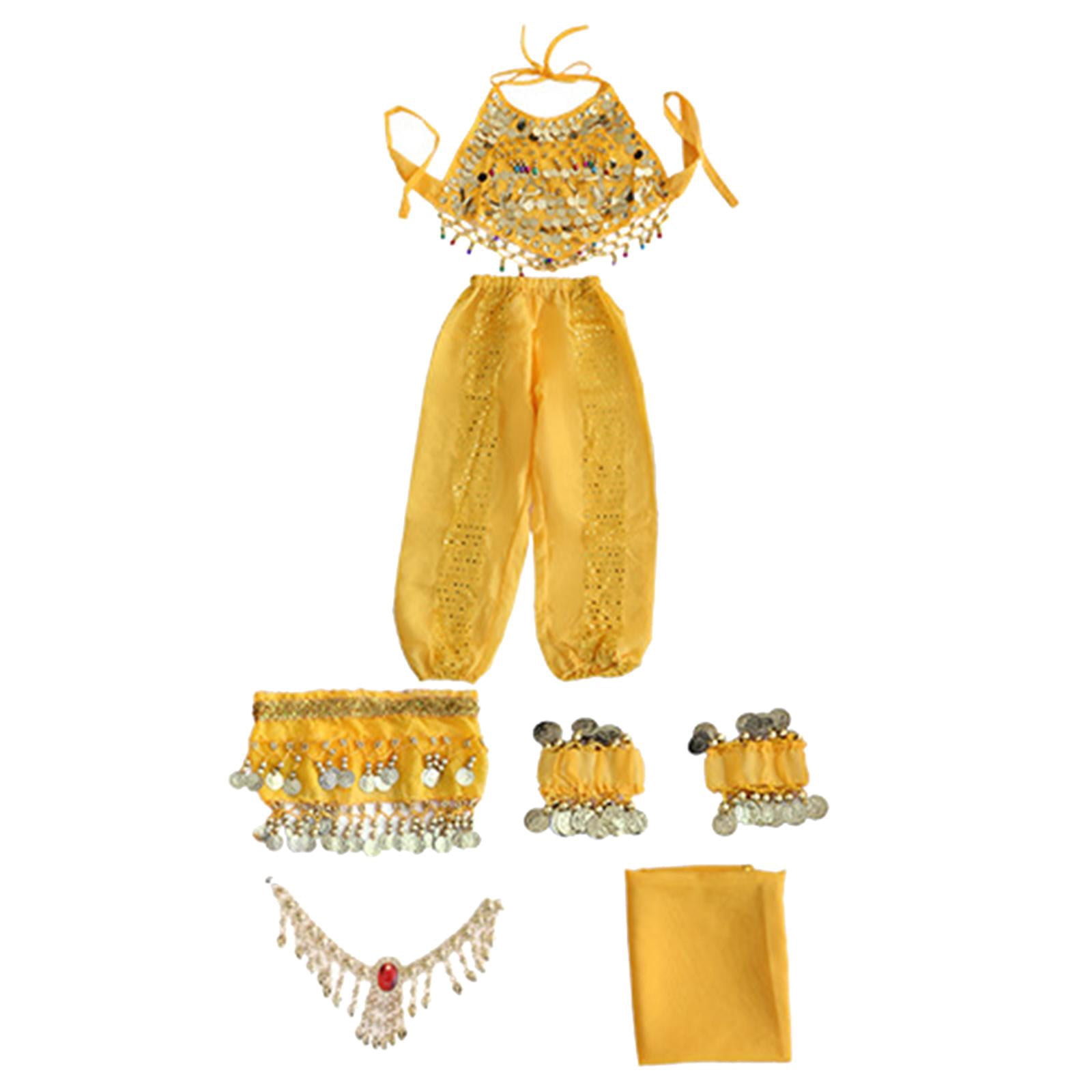 Disfraz De Danza Del Vientre Para Niña De 2 Piezas: Top Con Lentejuelas Y Pantalón, Traje De Cosplay Y Carnaval, Ideal Para Fiestas Y Actuaciones