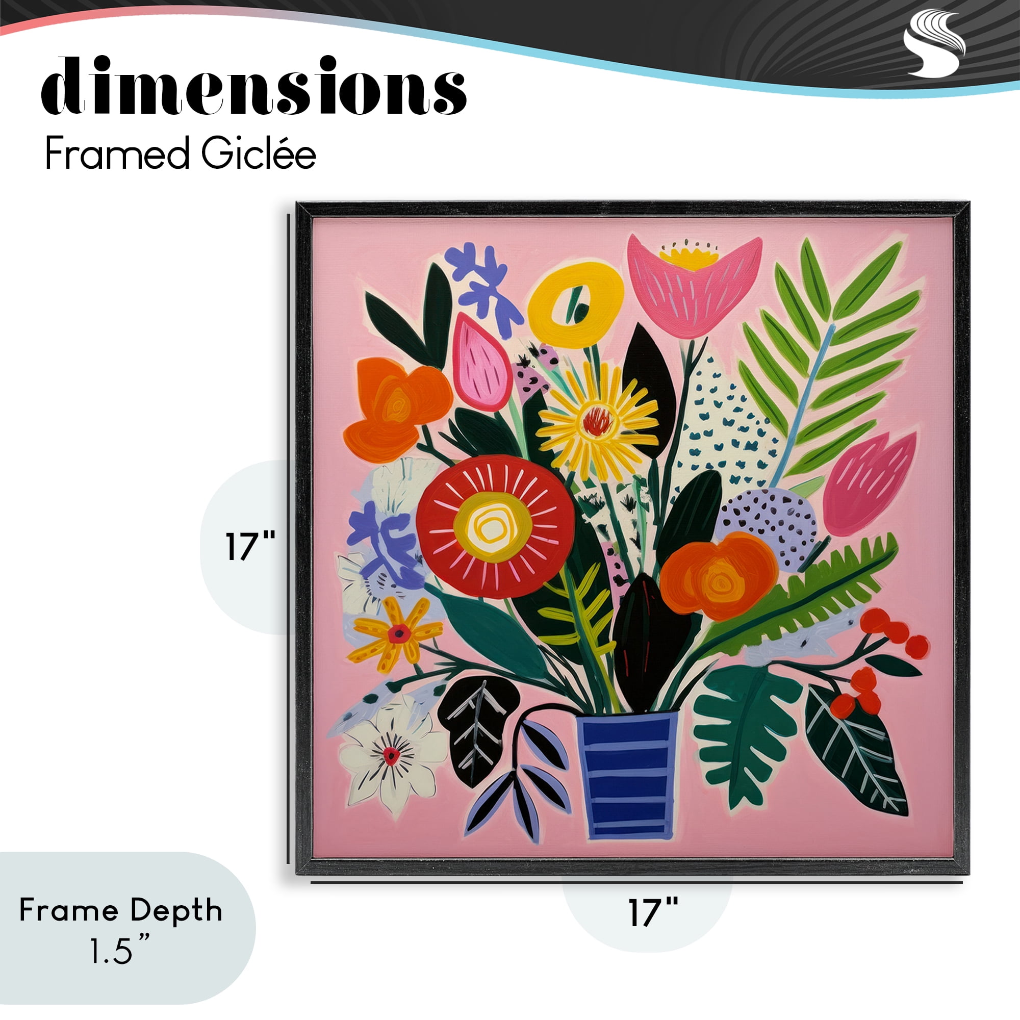 Stupell Industries Floral Flourish Summer Bouquet Black Framed Giclee Art, design by Lazar Studio