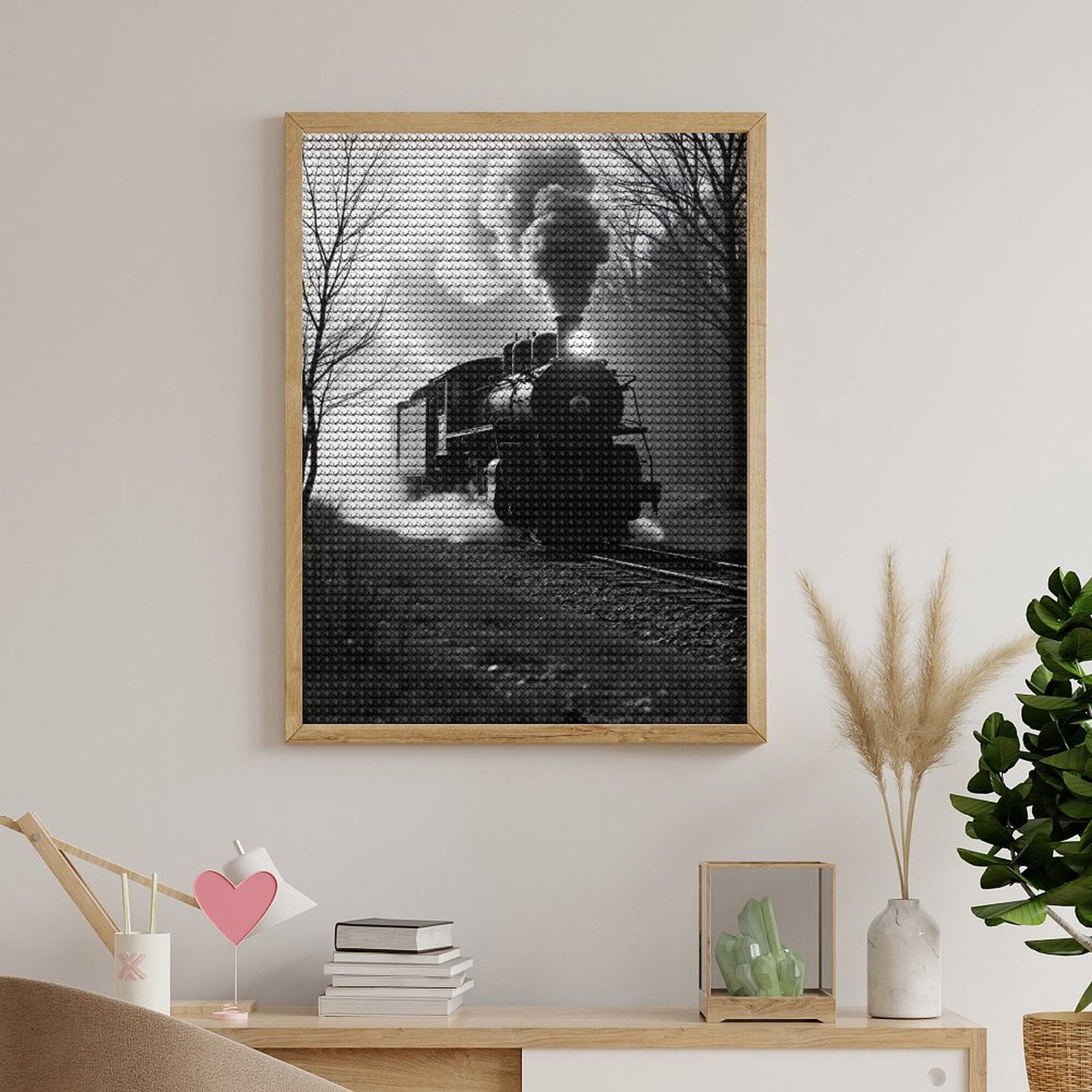 Diamond Art Kits for Adults, Train Black And White Forest 5D Diamond Painting Kits for Adults Beginners, DIY Full Drill Diamond Painting, Gem Art and Crafts 12x16