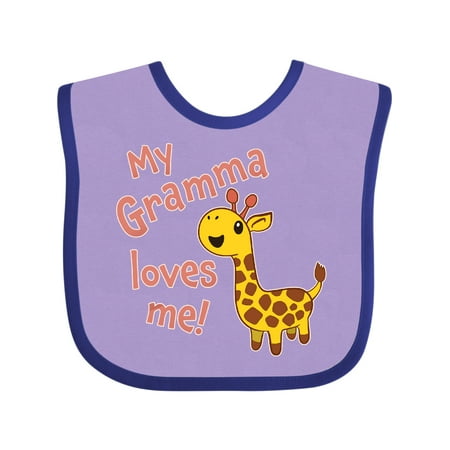 

Inktastic My Gramma Loves Me- Cute Giraffe Gift Baby Boy or Baby Girl Bib