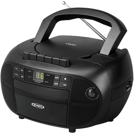 JENSEN Portable Boombox/Stereo Cassette Recorder & CD Player with AM/FM Radio, Black