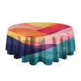 thumbnail image 5 of Colorful Tie Dye Mountain Pattern Round Tablecloth 60"x60",Wrinkle Wipeable Table Cloth for Kitchen Dining Room Picnic Patio Party, 5 of 6