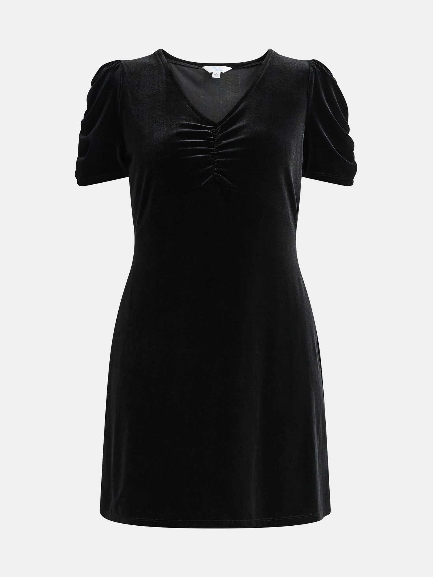 Time and Tru Women's Velvet Mini Dress with Puff Sleeves, Sizes XS-XXXL