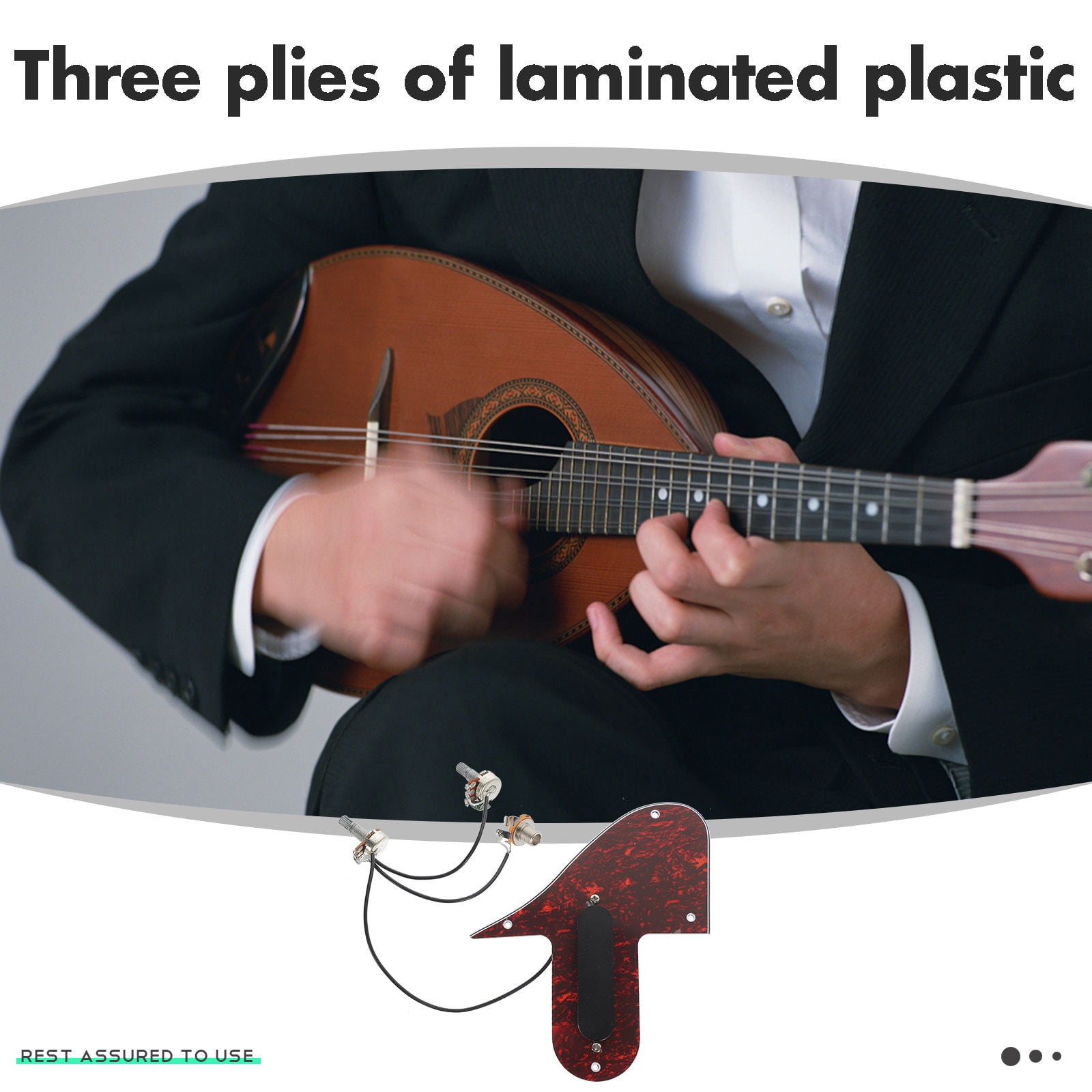 AURARMLET Mandolin Pickguard Assembly with Built-in Pickup and Multicolor PVC Protective Cover 15.20 x 13.05 x 0.25 cm