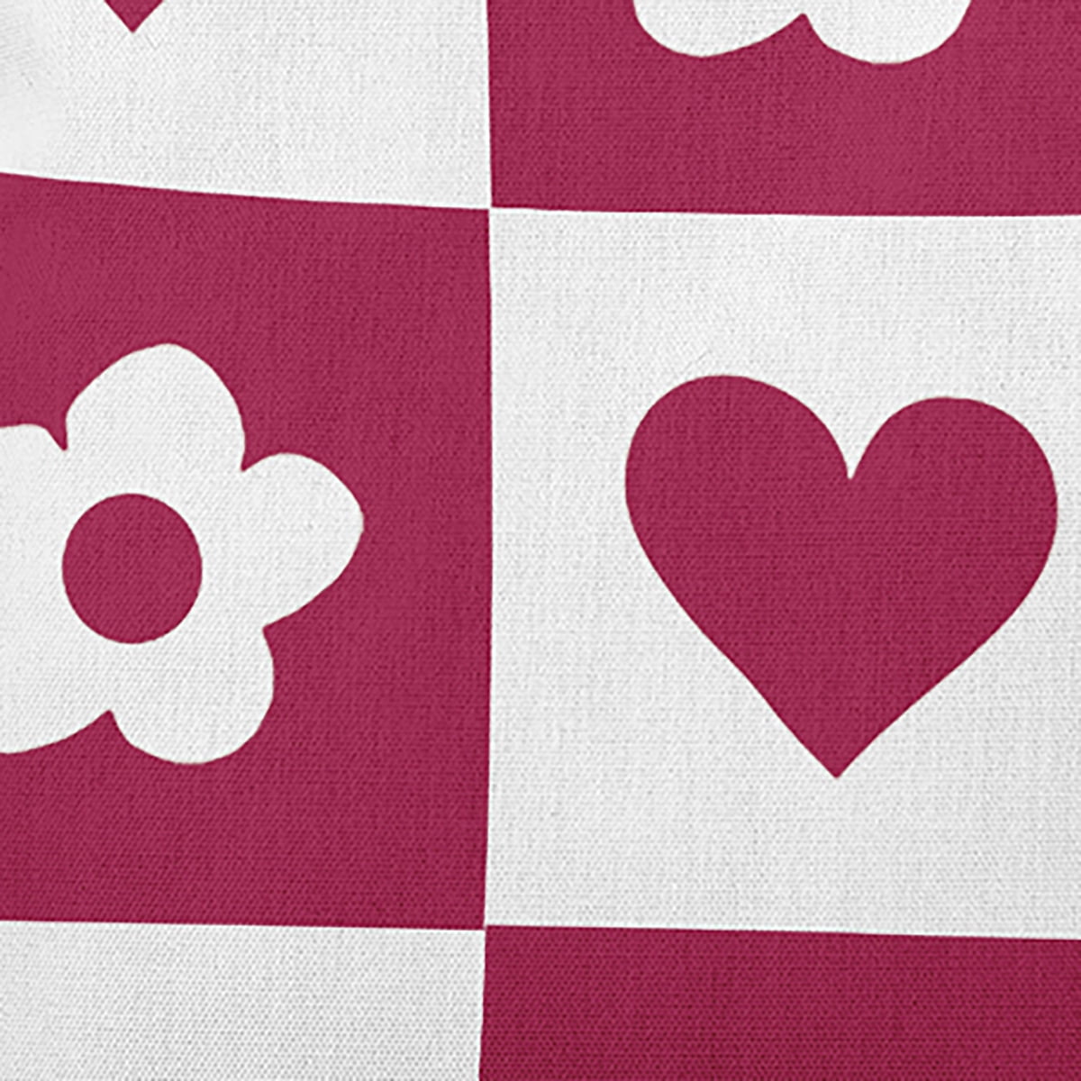16" x 16" Simply Daisy Heart And Flowers Grid Polyester Accent Pillow, Bold Pink Qty 1