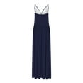 thumbnail image 4 of Up to 30% off Women Summer Dresses, Women's Solid Color Camisole Waist Cinching Waistline Pleated Hanging Long Dress(Dark Blue,M), 4 of 4