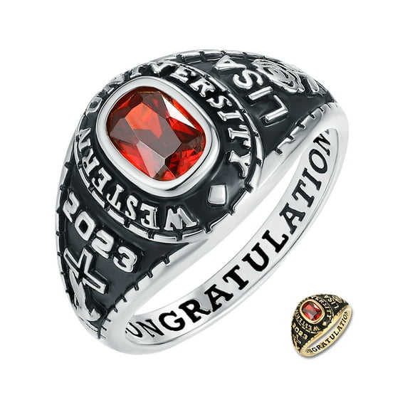 Mementos PJM Custom Women's Class Rings 10kt White Gold for High School or College Graduation
