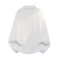 thumbnail image 4 of Camp Collar Shirt Men Lapel Button Front Blouse Casual Chest Pocket Loose Fit Long Sleeve Daily Tops with Relaxed Curved Hem Design White,XXXL, 4 of 6