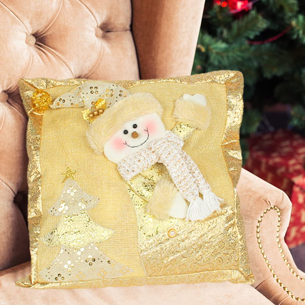 ShenMo Christmas Cushion Cover 44x44 Gold Christmas Decorative Cotton and Linen Pillow Case Christmas Pillow Cases Covers Christmas snowman Walmart