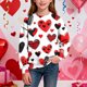 thumbnail image 1 of Sudadera sin capucha para niño, con estampado de San Valentín, de manga larga, informal, deportiva, con capucha, sudadera de manga larga sin capucha, top con inserciones en los hombros, blusa de polié, 1 of 8