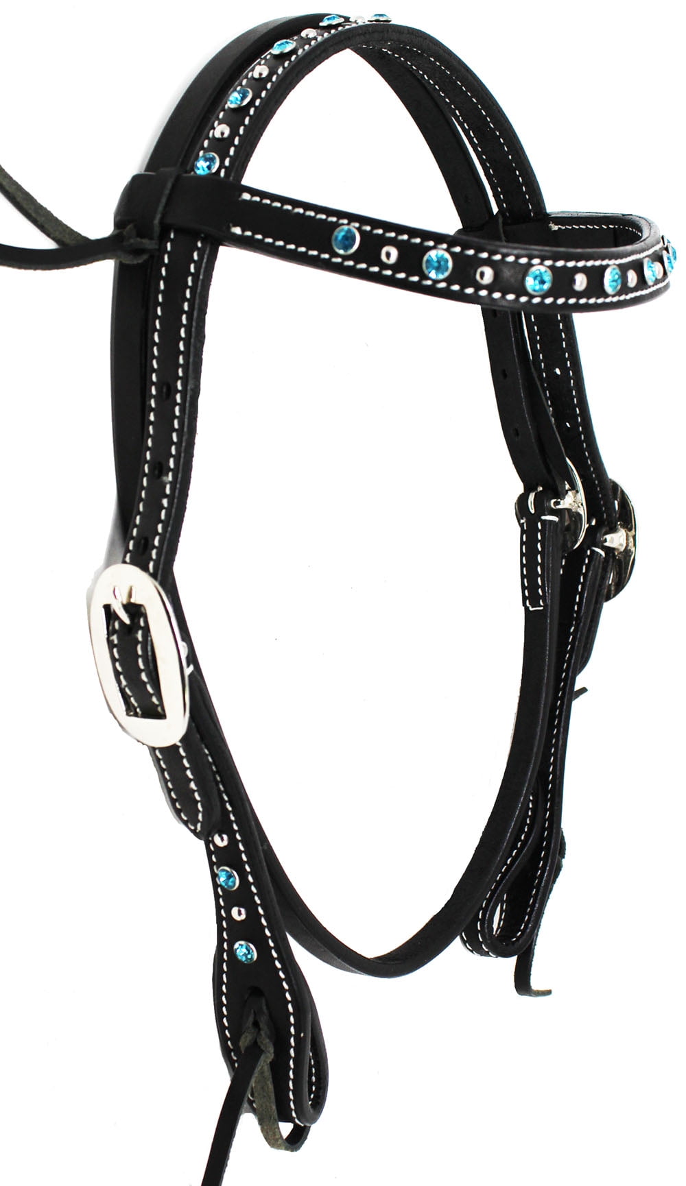 WESTERN SADDLE HORSE BLING SHOW RODEO BRIDLE HEADSTALL BLUE CRYSTAL RHINESTONES 