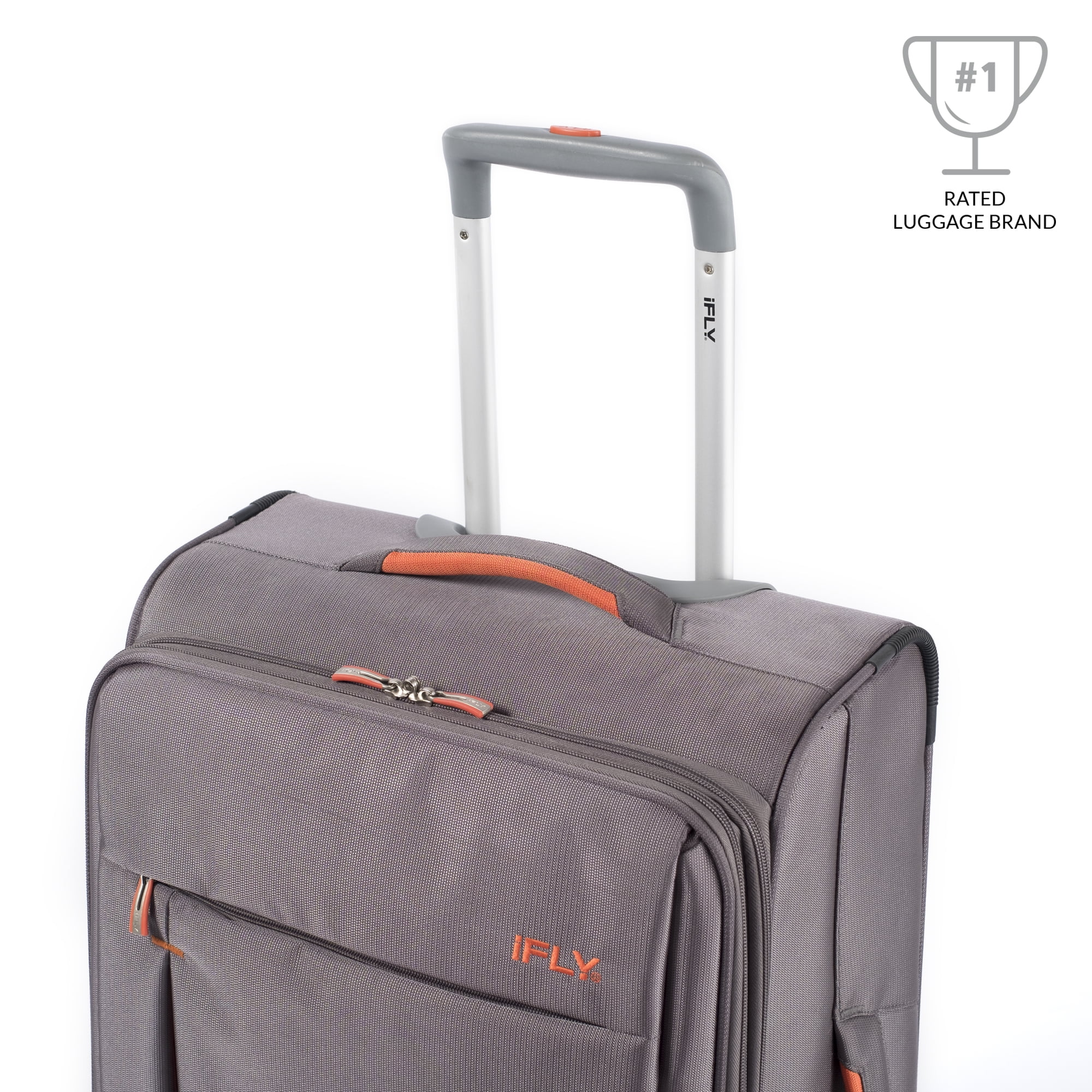 iFLY Soft Sided 3 Piece Luggage Set Lightweight Gray 360 Spin Wheels