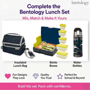 Bentology Insulated Lunch Box w Snack Pocket & Water Bottle Holder-Girls or Kids School Lunchbox Tote Keeps Food Hotter or Colder Longer - Blue/Green