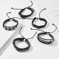 thumbnail image 4 of Brazalete aterial cuero PU para Hombre, Brazalete Ajustable, Brazalete Hecho , últiples Capas, Conjunto de Pulseras de E 5 piezas de hoja Salvador Pulsera trenzada para hombres, 4 of 10