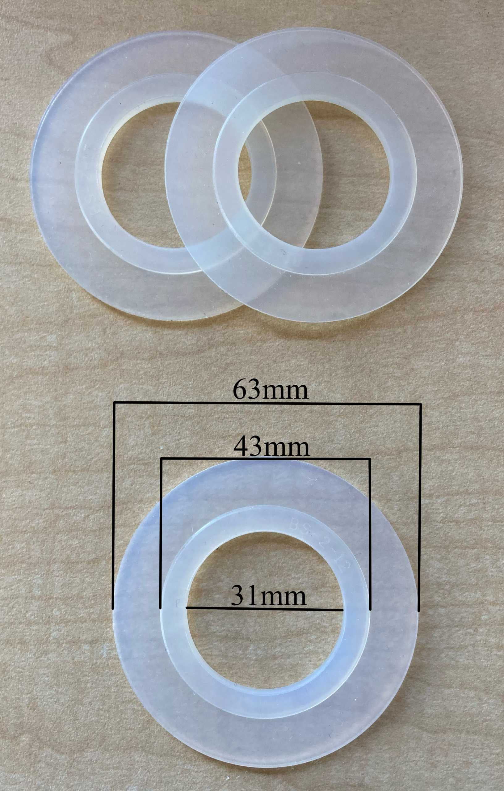 Cooke  &  Lewis Replacement Clear Silicone Seals 63mm OD 31mm ID 3 Pack 