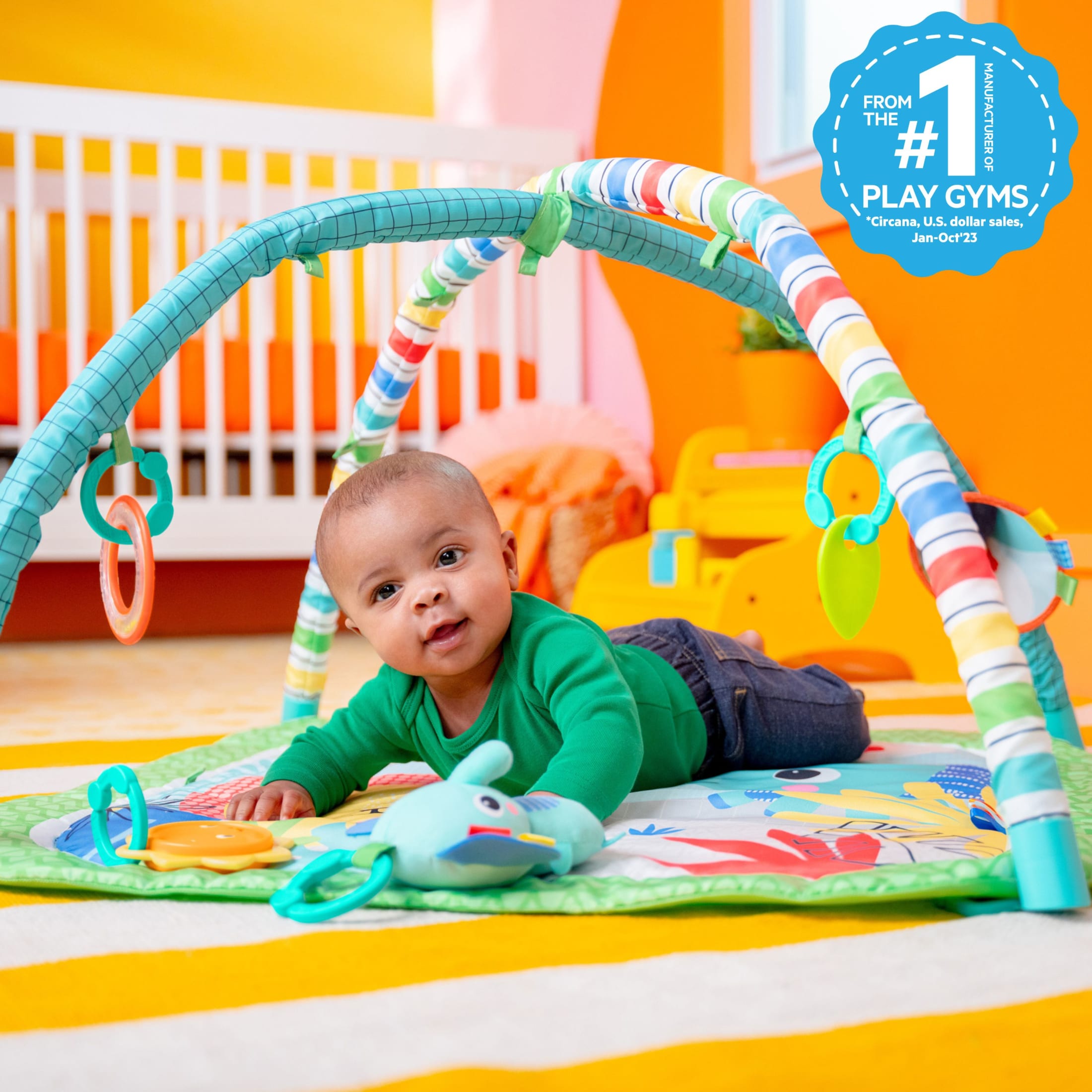 Bright Starts Wild Wiggles Activity Gym & Play Mat, Green photo 2