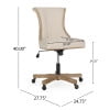 thumbnail image 3 of GDF Studio Andrea Contemporary Upholstered Roll Back Swivel Office Chair, Beige Fabric and Natural, 3 of 12