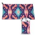 thumbnail image 1 of YFYANG Adult Microfiber Portable Travel Towel, Ikat Geometric Floral Quick Dry Towel with Hiking Buckle PVC Pouch, 16" x 31.5", 1 of 6