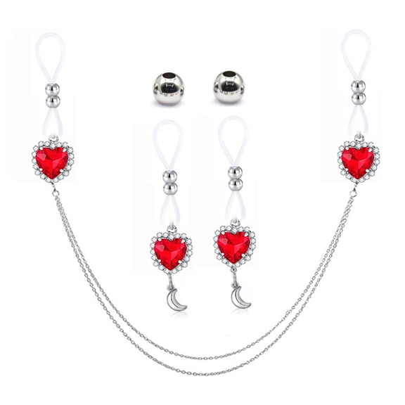 Elegant Rhinestones Pendant Nipple Jewelry Set NonPiercing Nipple Rings Breasts Dangles for Women Comfortable Wear