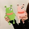 thumbnail image 3 of Men Women Super Funny Novelty Hotdog Sausage Mouth Big Eyes Green Frog Pink Frog Phone Case Soft TPU Silicone Rubber Phone Cover Compatible with iPhone 12 Pro Max, Full Body Protection -Pink, 3 of 7