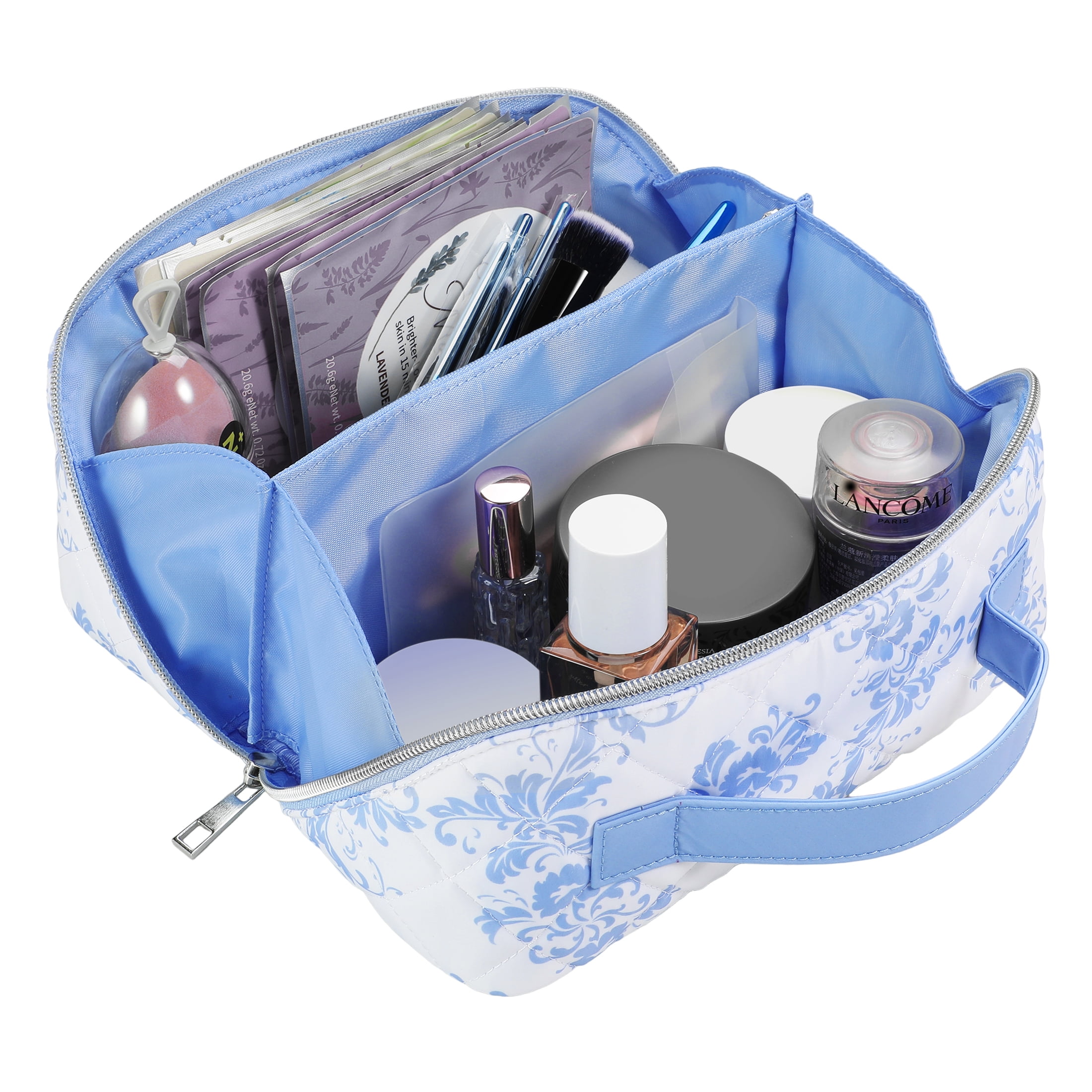 Cosmetic Bag for Travel and Makeup, Cosmetic Bag for Women Zipper Pouch Travel Cosmetic Organizer Travel Bags-Blue