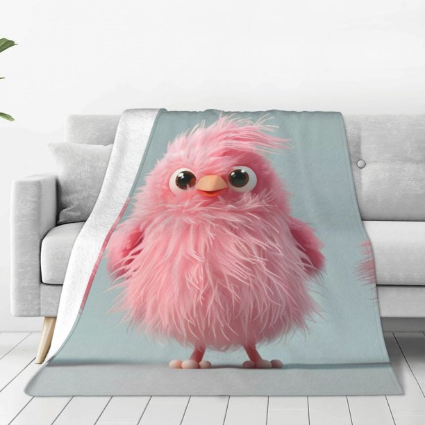 Balery Adorable Pink Fluffy Birds Manta de Felpa Suave y Acogedora – Cobija de Franela Aterciopelada para Cama, Lavable y Cálida para Sofá, Mascotas, Transpirable-60"x50"