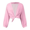 thumbnail image 4 of Lixiuxyad Womens Open Front Cardigan Women's Comfortable Small Sweetheart Top Ruffle Flare Sleeve Solid Chiffon Small Shawl Cardigan,Pink, 4 of 4
