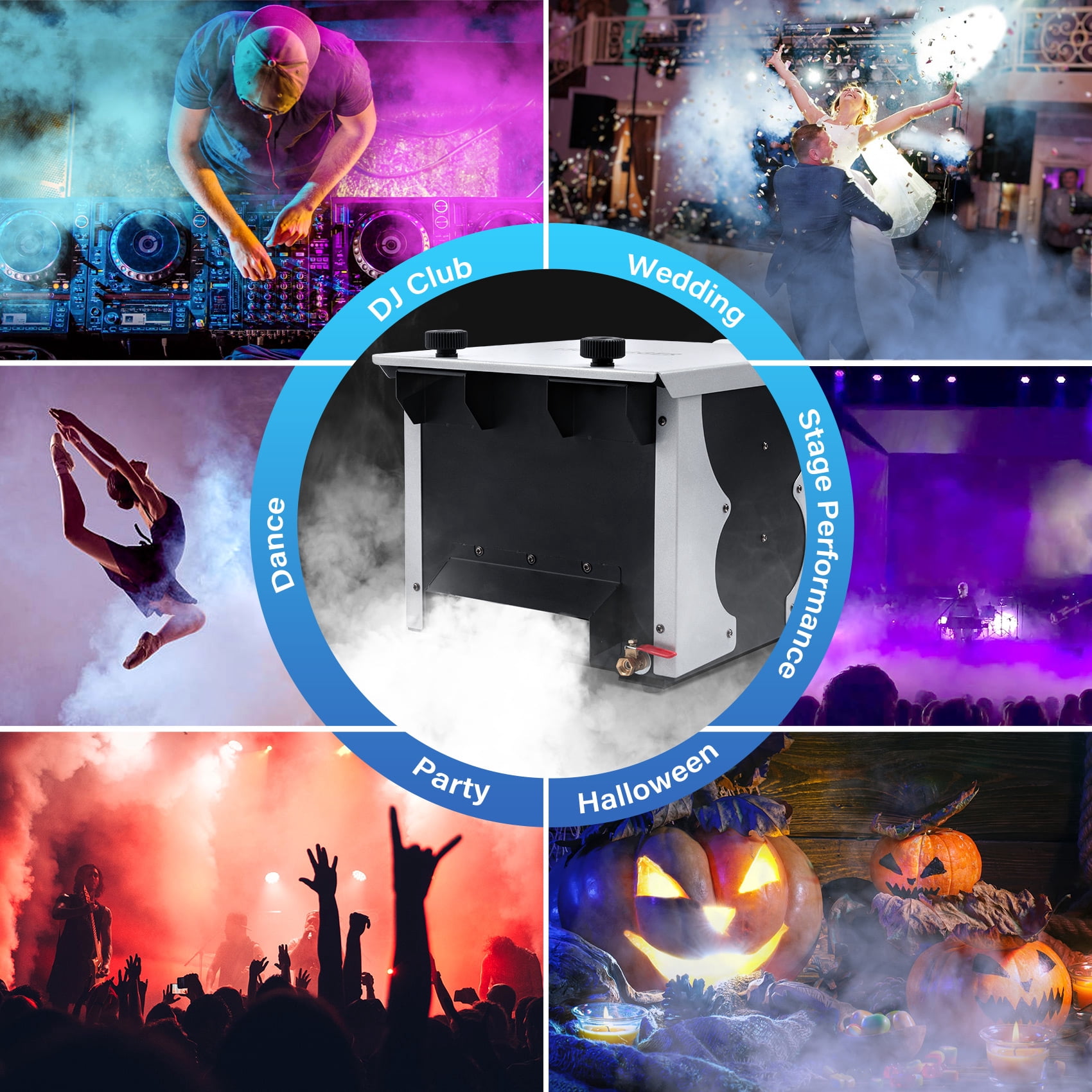 TCFUNDY 1500W Low Lying Fog Machine, Dry-Ice Effect Fogger, Ground Smoke Machine w/ Wired & Wireless Remote Control, ideal for Halloween, Parties, Weddings and Stage Effect, Silver & Black