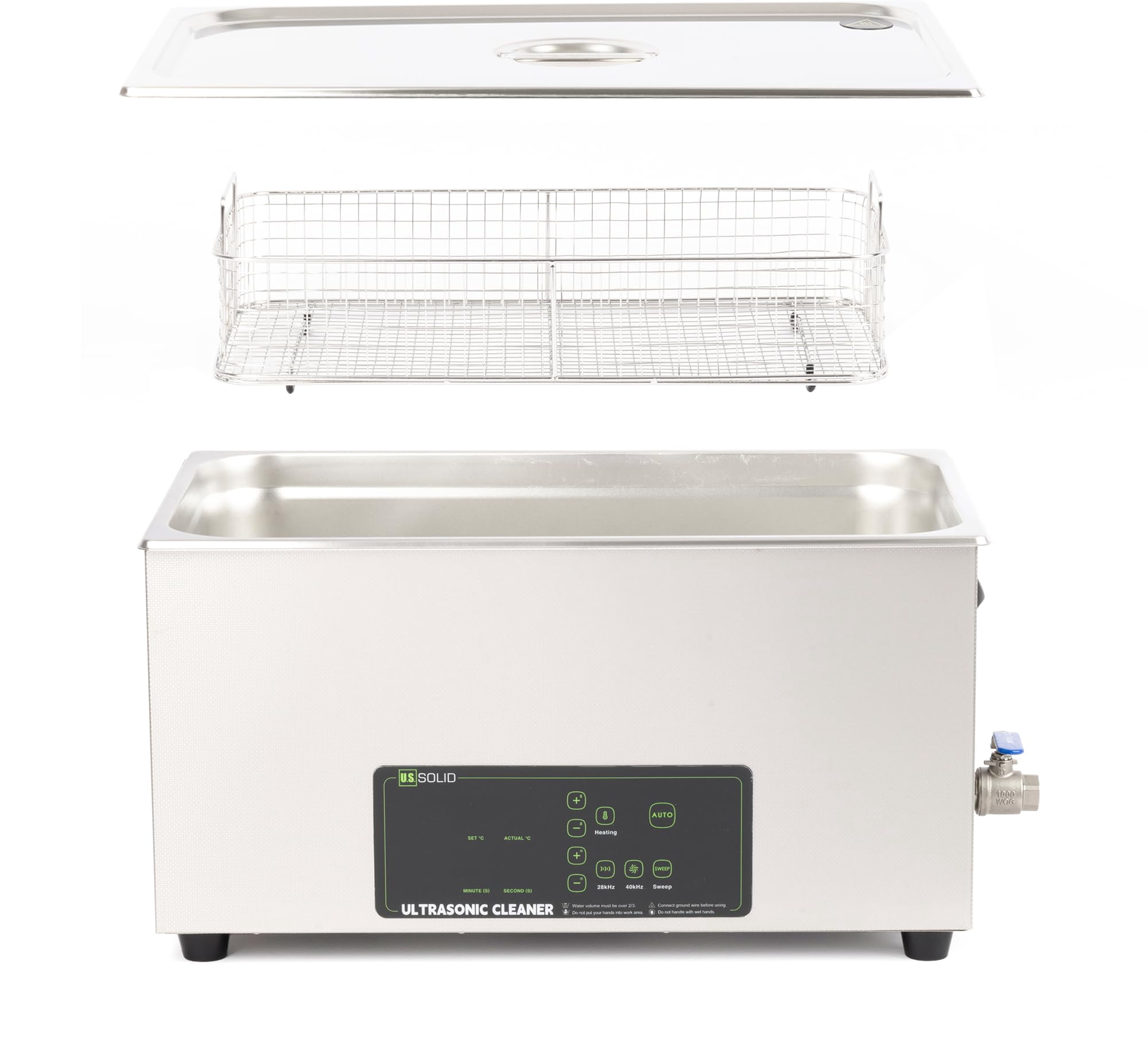 U.S. Solid 22L Ultrasonic Cleaner - 28/40kHz Dual-Frequency Digital Ultrasonic Cleaning Machine with Heater, Timer, and Degas Function