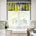thumbnail image 4 of Yellow Dark Grey Valance Curtain Abstract Art Painting Rod Pocket Valance Window Treatments 1 Panel Short Curtains for Kitchen Farmhouse Living Room Bathroom Bedroom 54 x 18 in, 4 of 6
