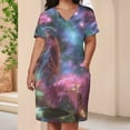 thumbnail image 4 of Iridescent Butterfly Magical Flower Garden Summer Sundress for Curve Women Casual Pattern Plus Size V Neck Short Sleeve Loose Fit Oversize Dresses, 4 of 6