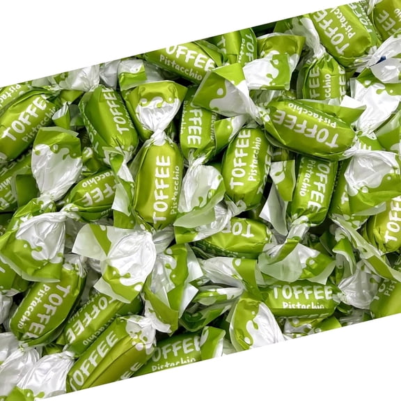 Fida Pistachio Toffee Candy | 1 Pound Bag | Individually Wrapped Pistachio Toffees | Dye Free Italian Candy for Office Bowls, Party Favors, Gifting and Snacking