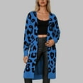 thumbnail image 2 of Fiaer Womens Leopard Print Cardigans Long Sweaters Oversized Long Sleeve Loose Trendy Open Front Knit Tops Blue XXXL, 2 of 5