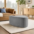 thumbnail image 6 of UIXE Rounded Triangle Ottoman Pebble Footstool Upholstered Coffee Side Tables for Living Room, Light Gray, 6 of 7