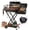 Black, variant on KScocina Barrel Charcoal Grill with Offset Smoker, 2-in-1 Foldable Suitcase BBQ Combo, 600 sq. in. with Waterproof Cover, for Outdoor Grilling and Backyard Cooking, Black
