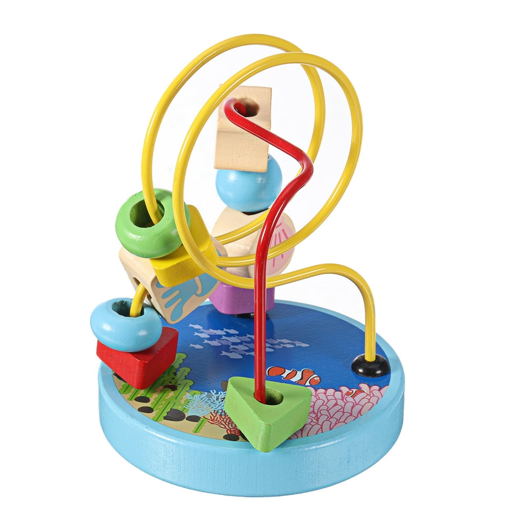 Baby Educational Math Toy Wooden Bead Maze Toy Wooden Circles Bead Wire