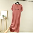 thumbnail image 2 of Tnhcen Women's Long Loose Modal Cotton Polyester Short Sleeve Nightgown Casual Sleepwear Dress, Loose Fit Plus Size M - XL, 2 of 5