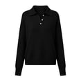 thumbnail image 4 of thefmos Women's Button Front Knit Cardigan VNeck Collared Long Sleeve Loose Fit Solid Color Cozy Sweater Casual Fall Winter Clothes, Black 5XL, 4 of 4