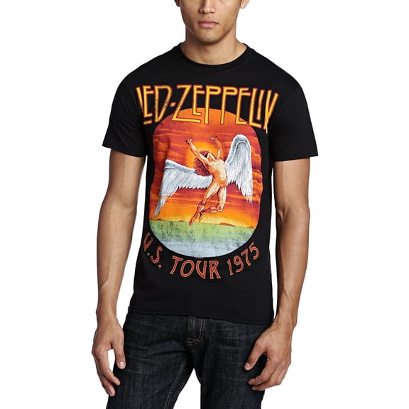 Led Zeppelin Men's USA Tour 1975 T-Shirt Black Large | Officially Licensed Merchandise