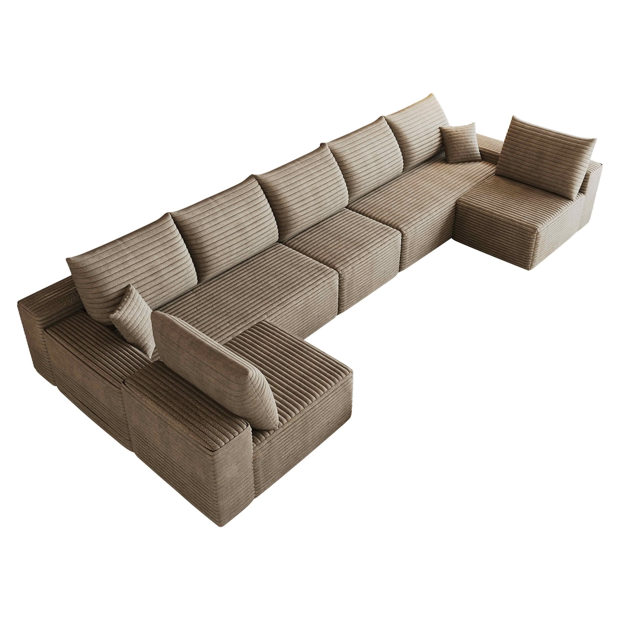 MAYEERTY 166 Inch U‑Shaped Cloud Sectional Sofa, Modern Minimalist Plush Corduroy Deep‑Seat Corner Couch, No Assembly Required for Living Room Apartment Bedroom