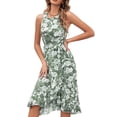 thumbnail image 3 of Vestido de verano, vestido largo para mujer, vestido redondo con cuello redondo, vestido con volantes, respuesta rápida, 3 of 7