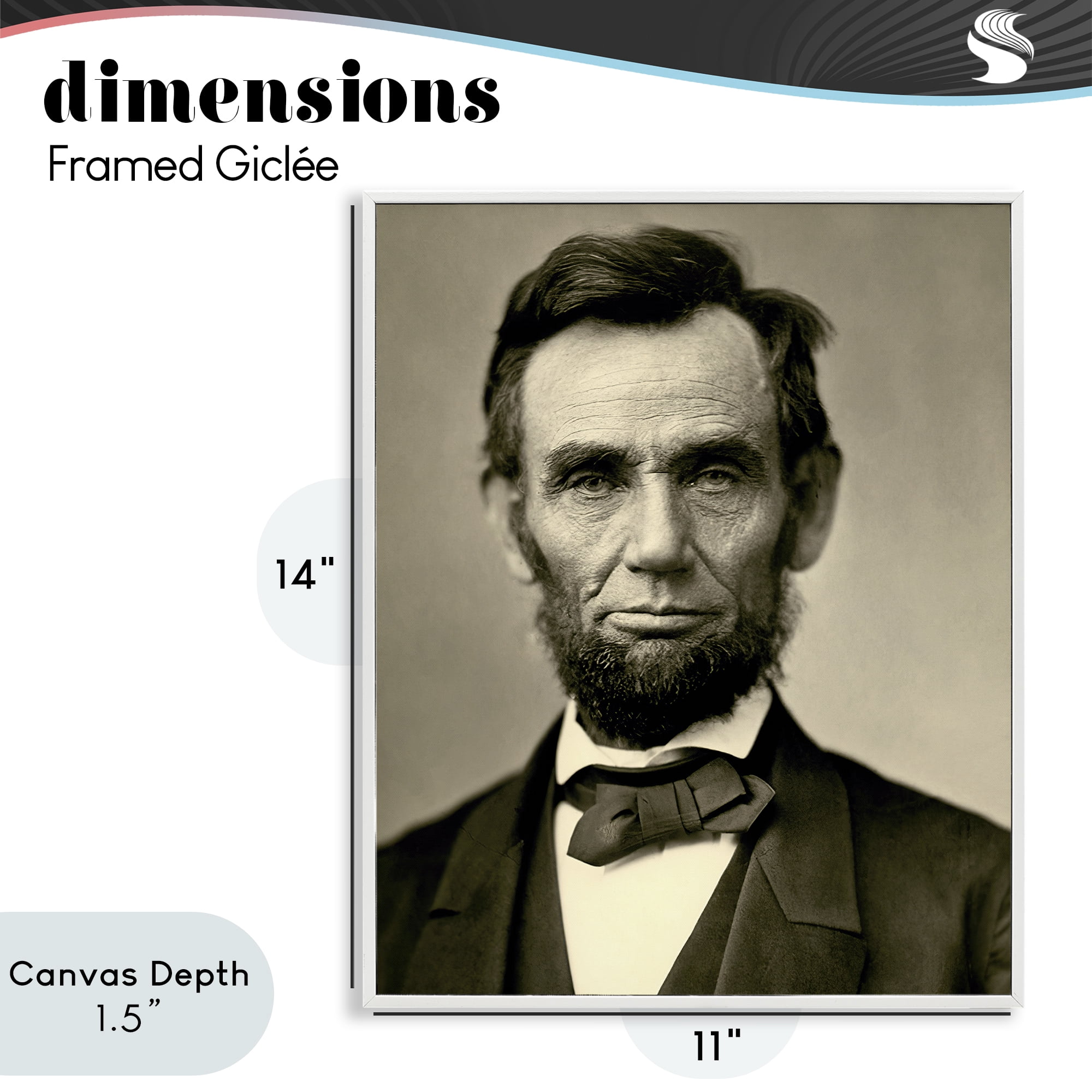 Stupell Industries Iconic Lincoln Portrait White Framed Giclee Art, design by Alexander Gardner